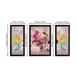 eCraftIndia Set of 3 Mauve & Pink Botanical & Floral Satin Matt Textured UV Wall Paintings image 2