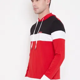 LE BOURGEOIS Men Black And Red Colourblocked Hood T-shirt image 2