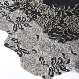 MODARTA Women Black Woven Design Lace Border Shawl image 2