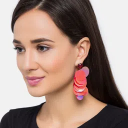 Mali Fionna Pink Contemporary Drop Earrings image 2