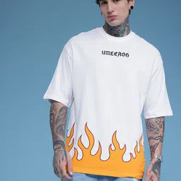 HERE&NOW Graphic Printed Pure Cotton Oversized T-shirt image 5