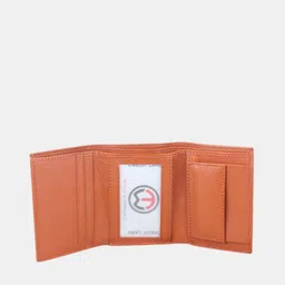 TnW Unisex Tan Brown Solid Genuine Leather Three Fold Wallet image 2