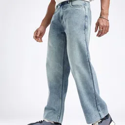 glitchez Men Everyday Flex Wide Leg Heavy Fade Jeans image 4