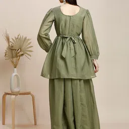 MADHURAM Women Floral Embroidered Top with Palazzos image 3