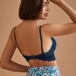 Clovia Blue Solid Non-Wired Lightly Padded Bralette Bra BR2013P0832B image 2