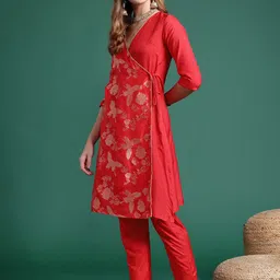 Sangria Ethnic Printed Angrakha Kurta Set image 4