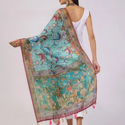 Kaizen TEXO FAB Floral Printed Linen Kalamkari Dupatta image 5