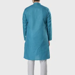 SHIWAM ETHNIX Men Blue Kurta with Pyjamas image 4