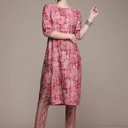 Anouk Women Ethnic Motifs Printed Regular Pure Cotton Kurta with Trousers image 3