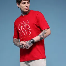 HERE&NOW Printed Drop-Shoulder Sleeves Pure Cotton Relaxed Fit T-shirt image 3