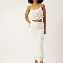 bebe Shoulder Strap Crop Top With Pleated Pencil Midi Skirt Co-Ords image 4