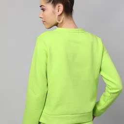 STREET 9 Women Fluorescent Green Printed Sweatshirt image 2