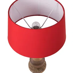 Homesake Beige & Red Solid Handcrafted Bedside Standard Table Lamp with Shade image 4