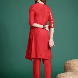 Sangria Ethnic Printed Angrakha Kurta Set image 5