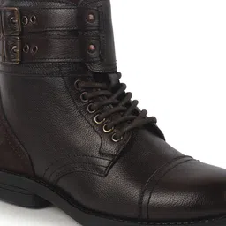 FAUSTO Men Round Toe Mid-Top Leather Winter Boots image 3