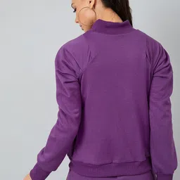Athena Women Purple Solid Sweatshirt image 2