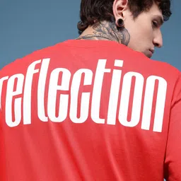 HERE&NOW Typography Printed Drop-Shoulder Sleeves Pure Cotton Relaxed Fit T-shirt image 4