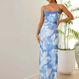 StyleCast x Revolte Floral Print Shoulder Straps Bodycon Maxi Dress image 4