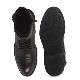 FAUSTO Men Round Toe Mid-Top Leather Winter Boots image 5