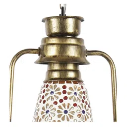 Devansh Multicoloured Printed Milky Glass Hanging Lantern image 2