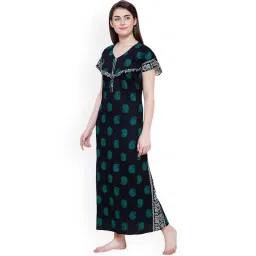 Secret Wish Women's Cotton Black Printed Maternity Nighty (Free Size) image 5