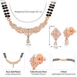 Peora Rose Gold-Plated Artificial Stones Mangalsutra image 3