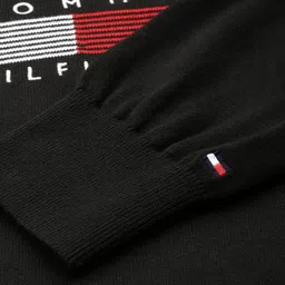 Tommy Hilfiger Pure Cotton Self Striped Embroidered Pullover Sweaters image 4