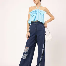 DressBerry Bow-Tied Vibes Halter Neck A-Line Top image 4