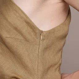 MANGO Gathered Linen One-Shoulder Sheath Midi Dress image 3