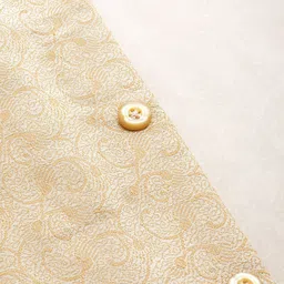 Anouk Men Beige Nehru Jacket with Pocket Square image 3