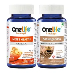 Onelife His Ayurvedic Combo [ Onelife Men's Health with Ashwagandha, Shatavari Herbal Extract For Your Active Health 60 Capsules + Onelife Ashwagandha KSM 66 Clinically Researched 500mg 60 Tablets]-picture-10