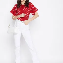 Uptownie Lite Polka dot Crepe Boxy Top-image-2
