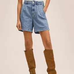 MANGO Women Pure Cotton Denim Shorts-picture-5