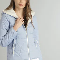 The Roadster Lifestyle Co Women Blue Solid Quilted Jacket-image-47