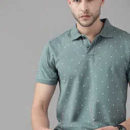 Roadster Men Blue Printed Pure Cotton Polo Collar T-shirt-picture-33