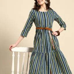 Sangria Striped A-Line Midi Dress-picture-38