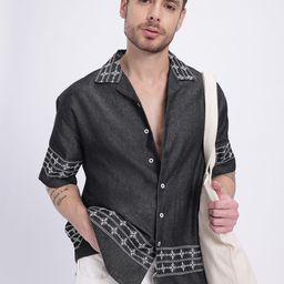 glitchez Easy Breeze Embroidered Chambray Relaxed Shirt-picture-31