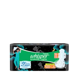 Whisper Bindazzz Nights XXXL Sanitary Pads - 10 Pads-picture-37