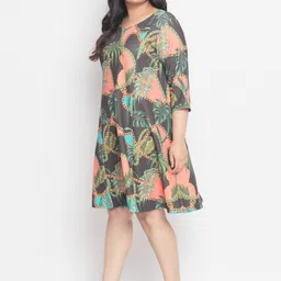 Amydus Women Plus Size Blue Printed A-Line Dress image 4