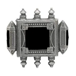 TEEJH Oxidised Silver-Toned & Black Stone-Studded & Beaded Jewellery Set image 4