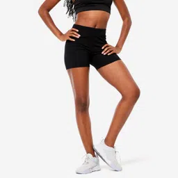 Women Cotton Blend Gym Short 500 - Black-image-47