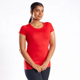 nyamba Womens Tshirt For Light Activity Cotton Rich 100-Red-picture-17