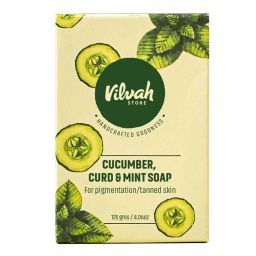 Vilvah Store Cucumber, Curd & Mint Soap Provides Cooling Cleanse, Treats Pores & Pigmentation 125Gms-picture-49