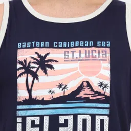 Masculino Latino Navy Blue & Grey Regular Fit Printed Nightwear Set image 4