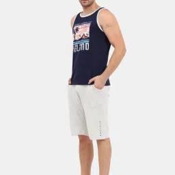 Masculino Latino Navy Blue & Grey Regular Fit Printed Nightwear Set image 3