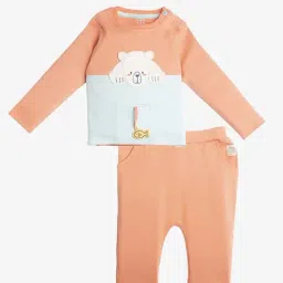 Ed-a-Mamma Baby Orange Organic Cotton Regular Printed Clothing Sets-image-0