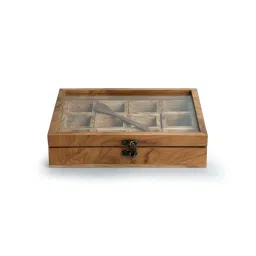 ExclusiveLane Brown Teak Wood Spice Containers Box (50 ML) image 4