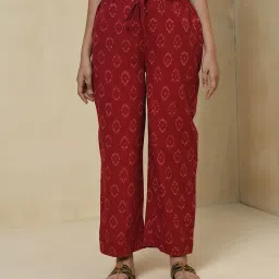 Fabindia Red Cotton Printed Pants image 1