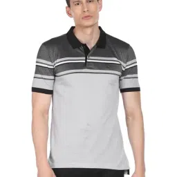 Arrow Grey Cotton Regular Fit Striped Polo T-Shirt-picture-11