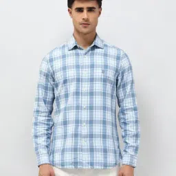 U.S. Polo Assn. Denim Co. Blue Cotton Slim Fit Checks Shirt-picture-27